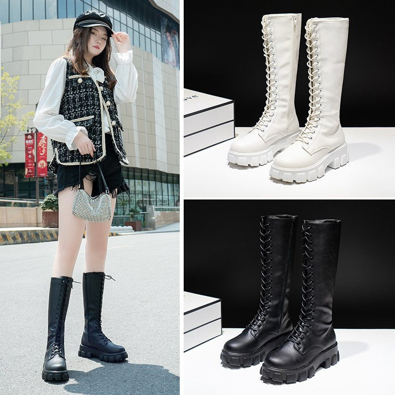 Rugged Lace-Up Platform Boots