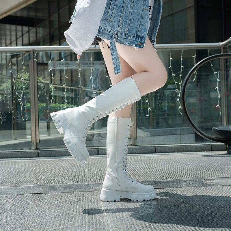 Rugged Lace-Up Platform Boots