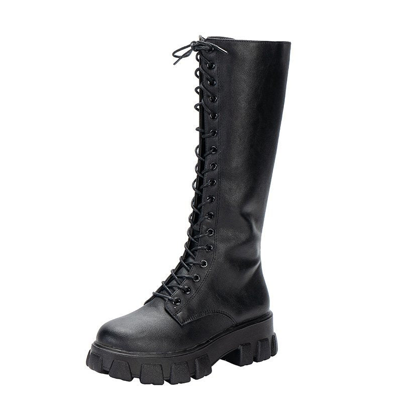 Rugged Lace-Up Platform Boots