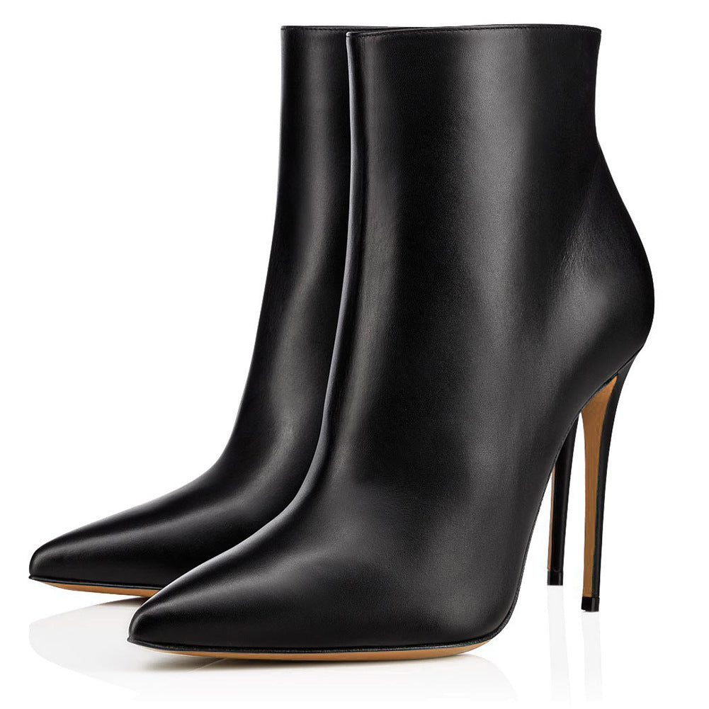 Matte Leather Ankle Boots