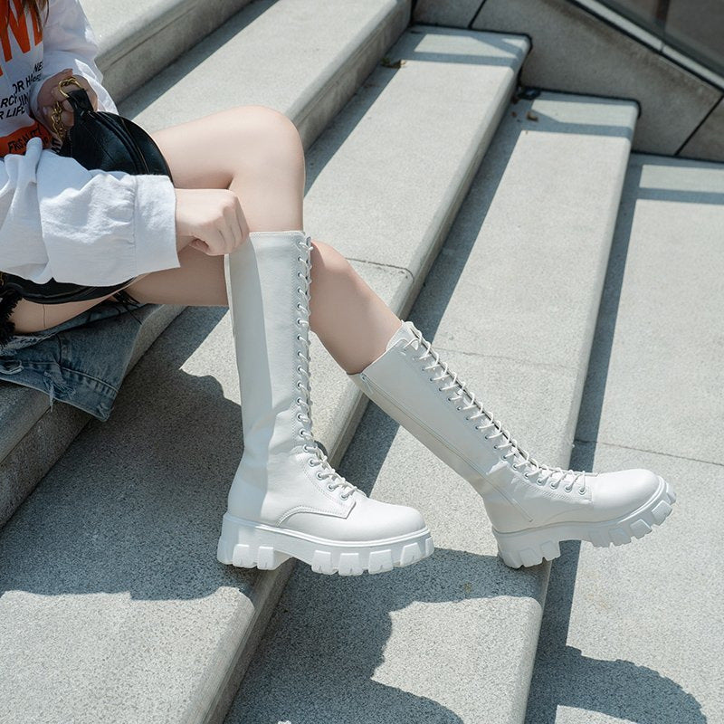 Rugged Lace-Up Platform Boots
