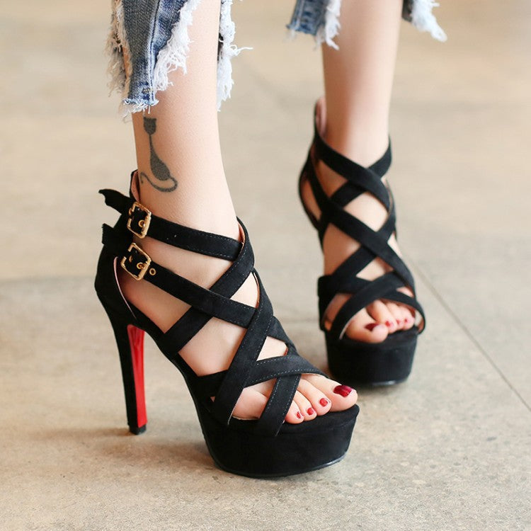 Double Belt Platform Sandal