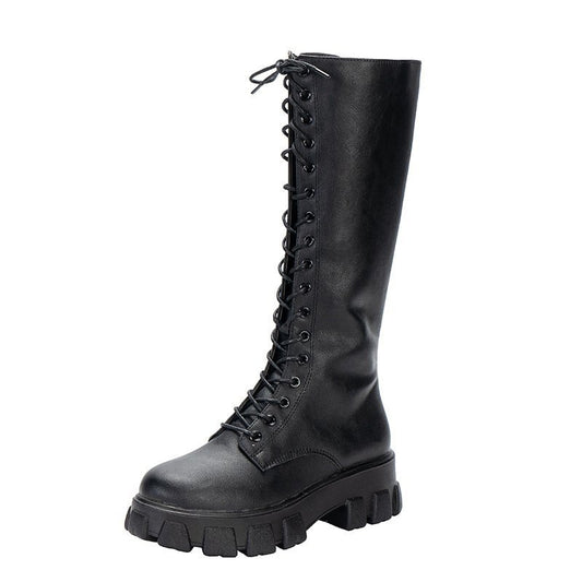 Rugged Lace-Up Platform Boots